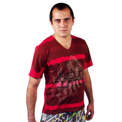 Polera estampado roja